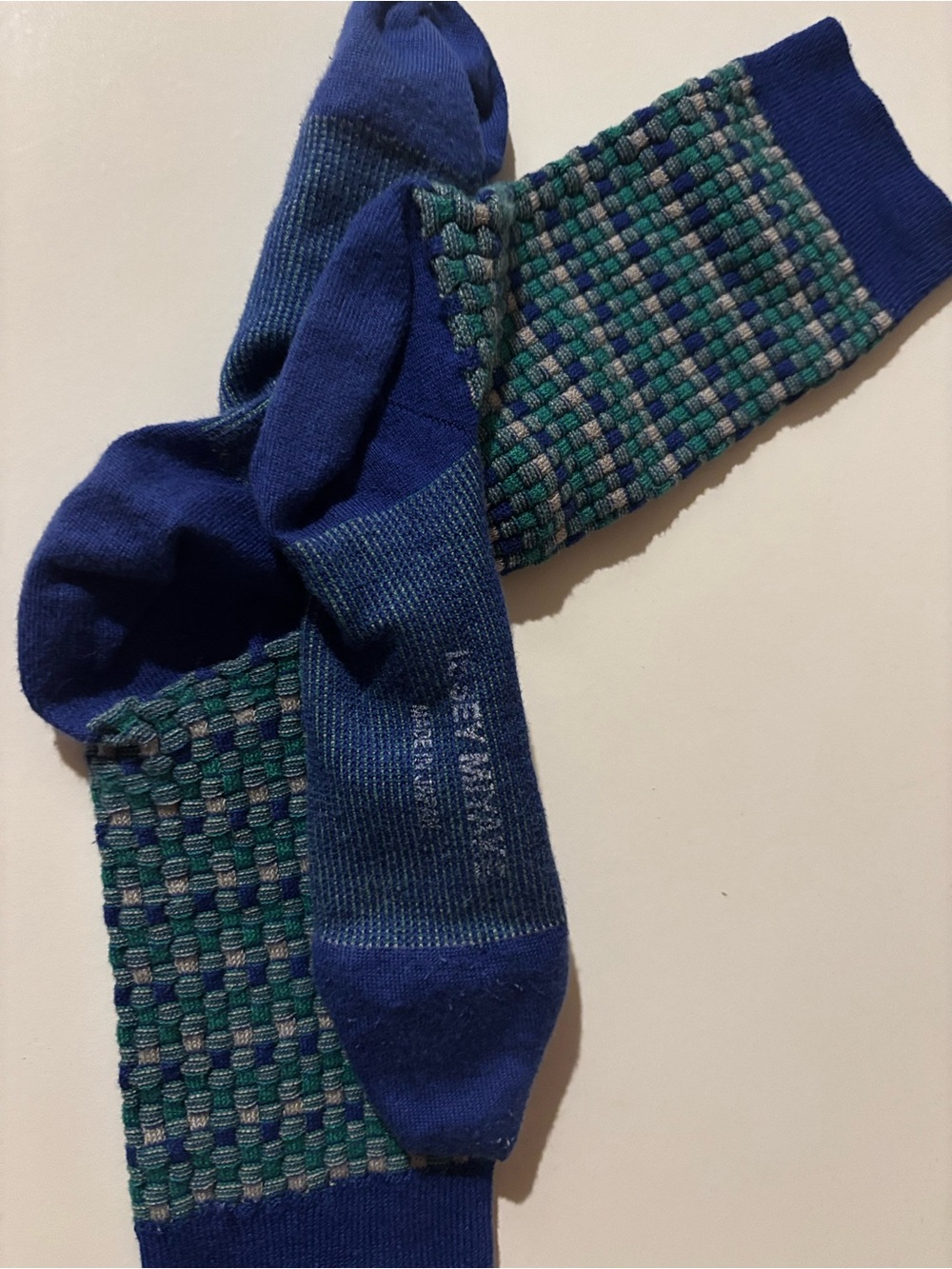 Issey miyake Blue Patterned Crew Socks